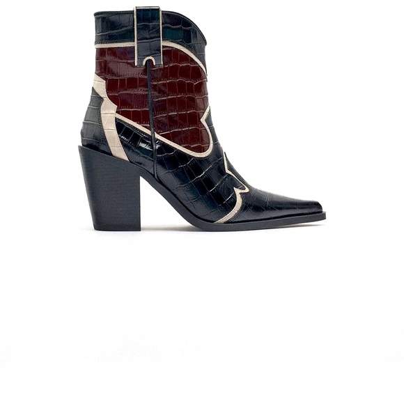 Zara leather cowboy boots size 10 - Picture 6 of 10